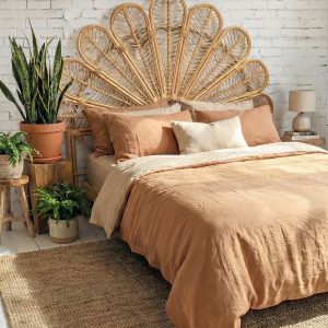 160 cm el yapımı yonca başlı rattan yatak başlığı – doğal rattan başlık