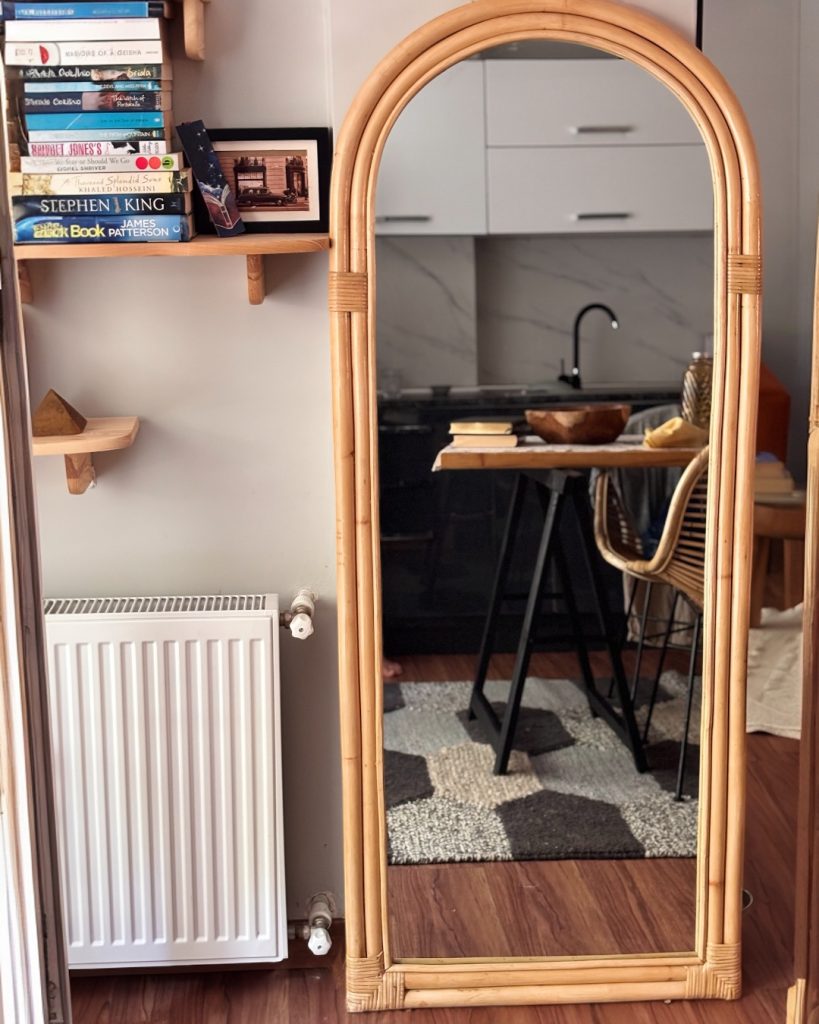 El yapımı doğal rattan boy aynası 160x65 cm – Bali Dekor