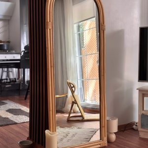 El yapımı doğal rattan boy aynası 160x65 cm – Bali Decor