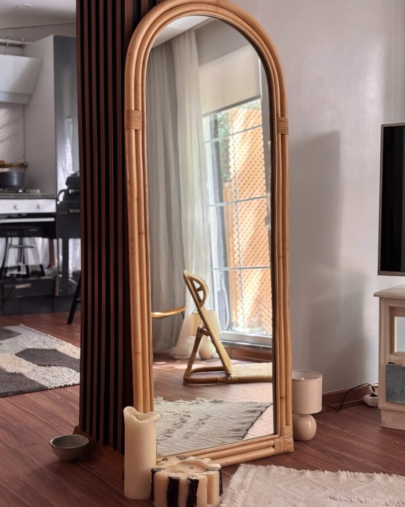 El yapımı doğal rattan boy aynası 160x65 cm – Bali Decor