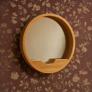 Yuvarlak Masif Ahşap Ayna – "50 cm" El Yapımı Dekoratif Duvar Aynası (Copy) (Copy)