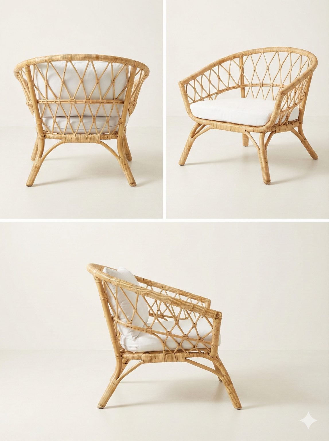 El yapımı rattan tekli koltuk doğal tasarım